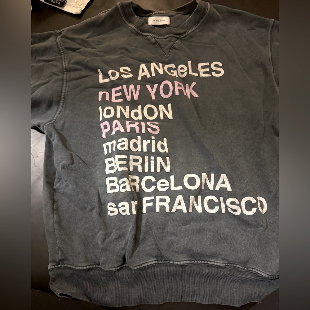 Anine Bing - Cities - Graphic Print Crew Neck Sweatshirt - Size S